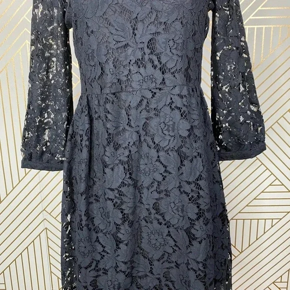 Anthropologie Mare Mare Persephone Dress 3/4 Sleeve Lace Black Size Small Petite - Picture 5 of 12